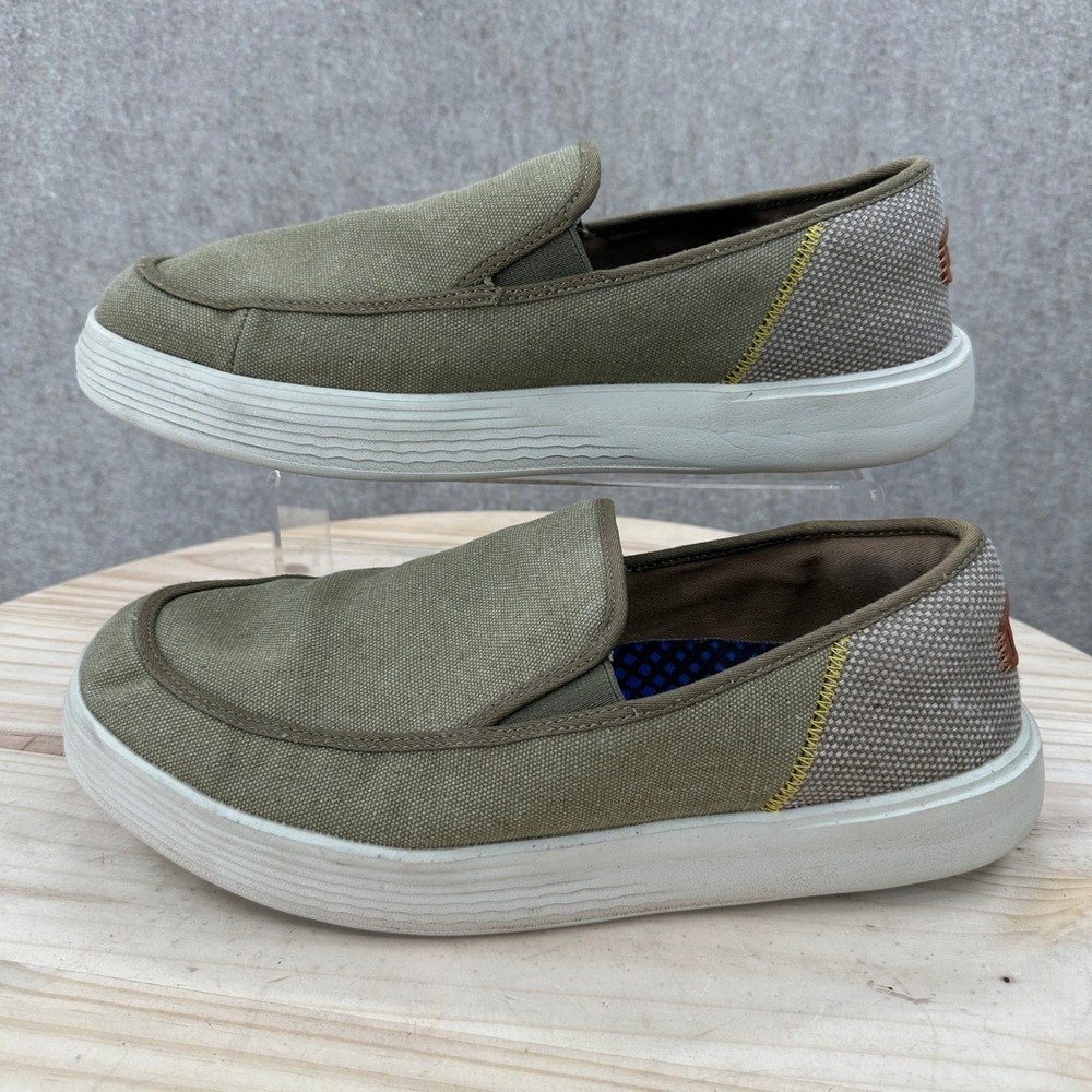 Hey Dude Sunapee Coastline Mens 12 Olive Green Slip On Canvas Loafers Slip-On
